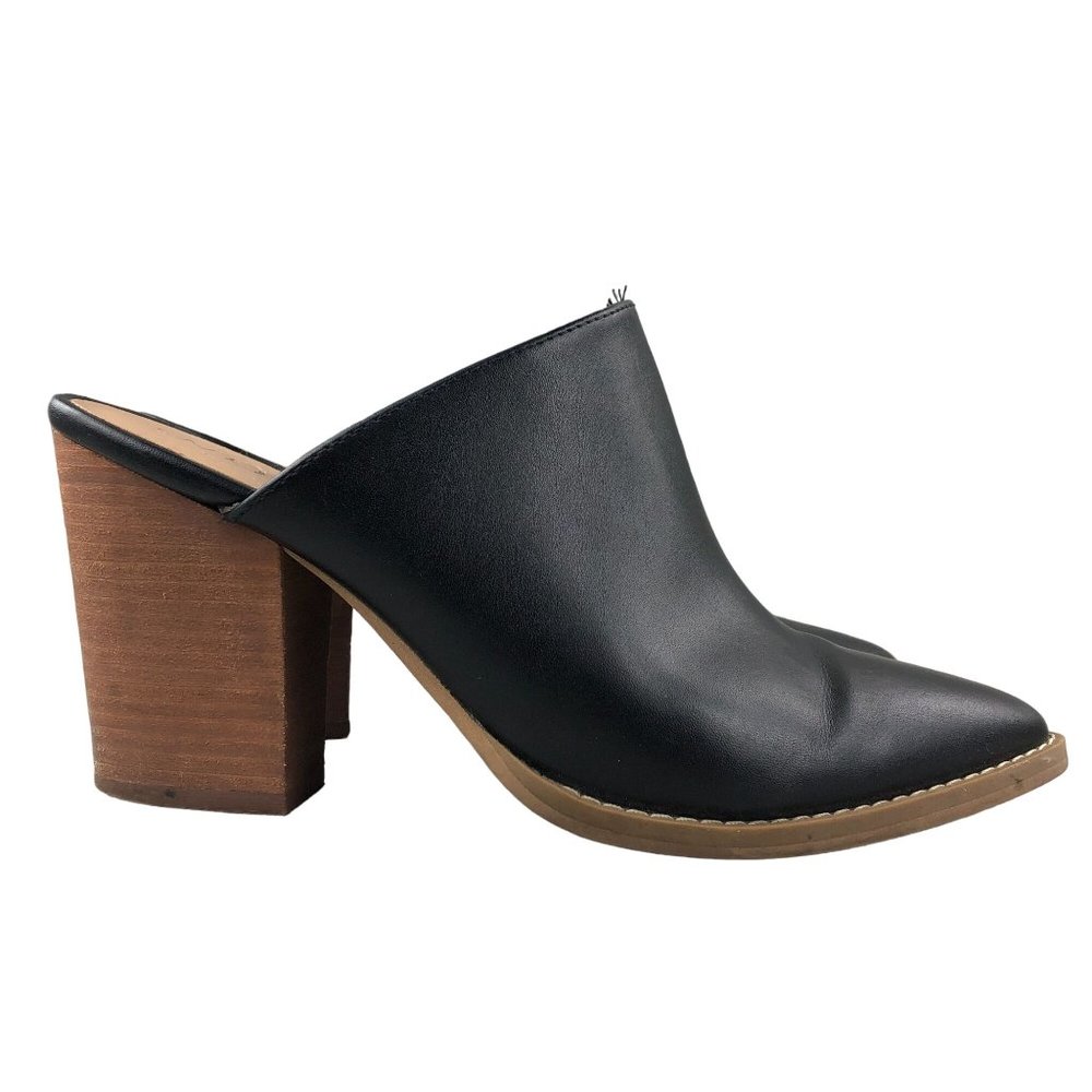 Abound Women's Size 6M Maya Black Faux Leather Pointed Toe High Heel Mules